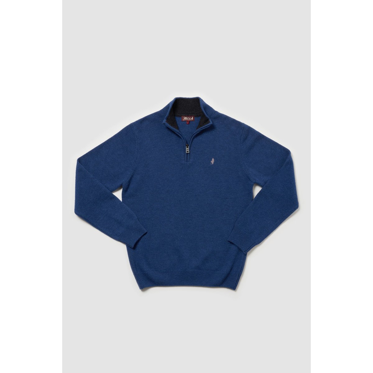 Pull 1/2 zip en laine bleu foncé, MCS