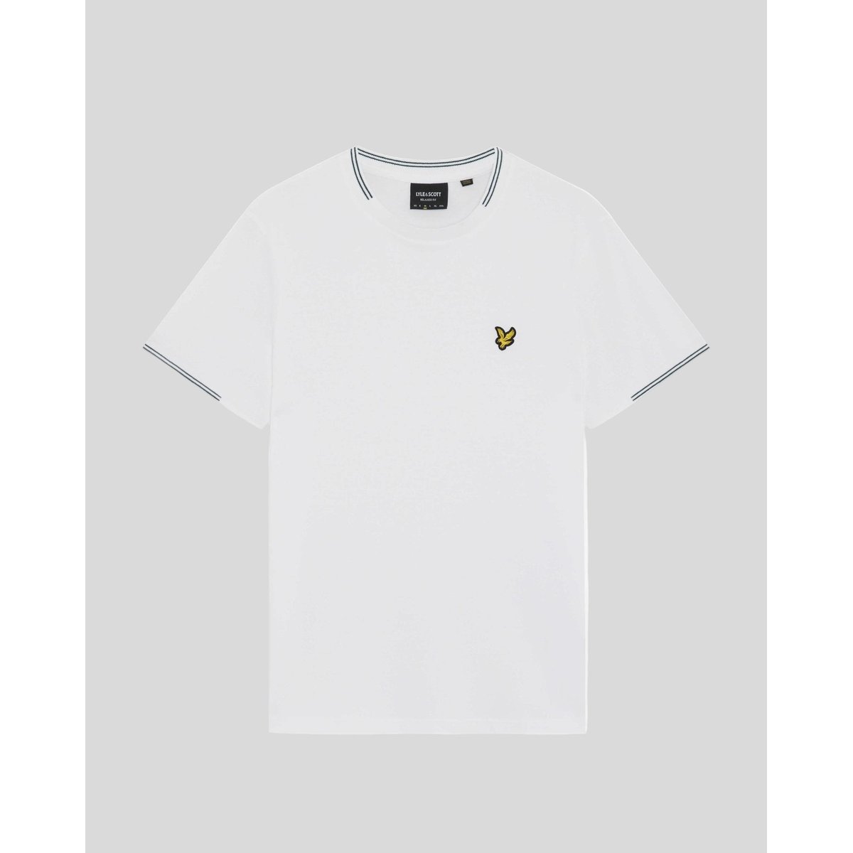 T-shirt en coton fin à liserés contrastés blanc/everglade, LYLE & SCOTT