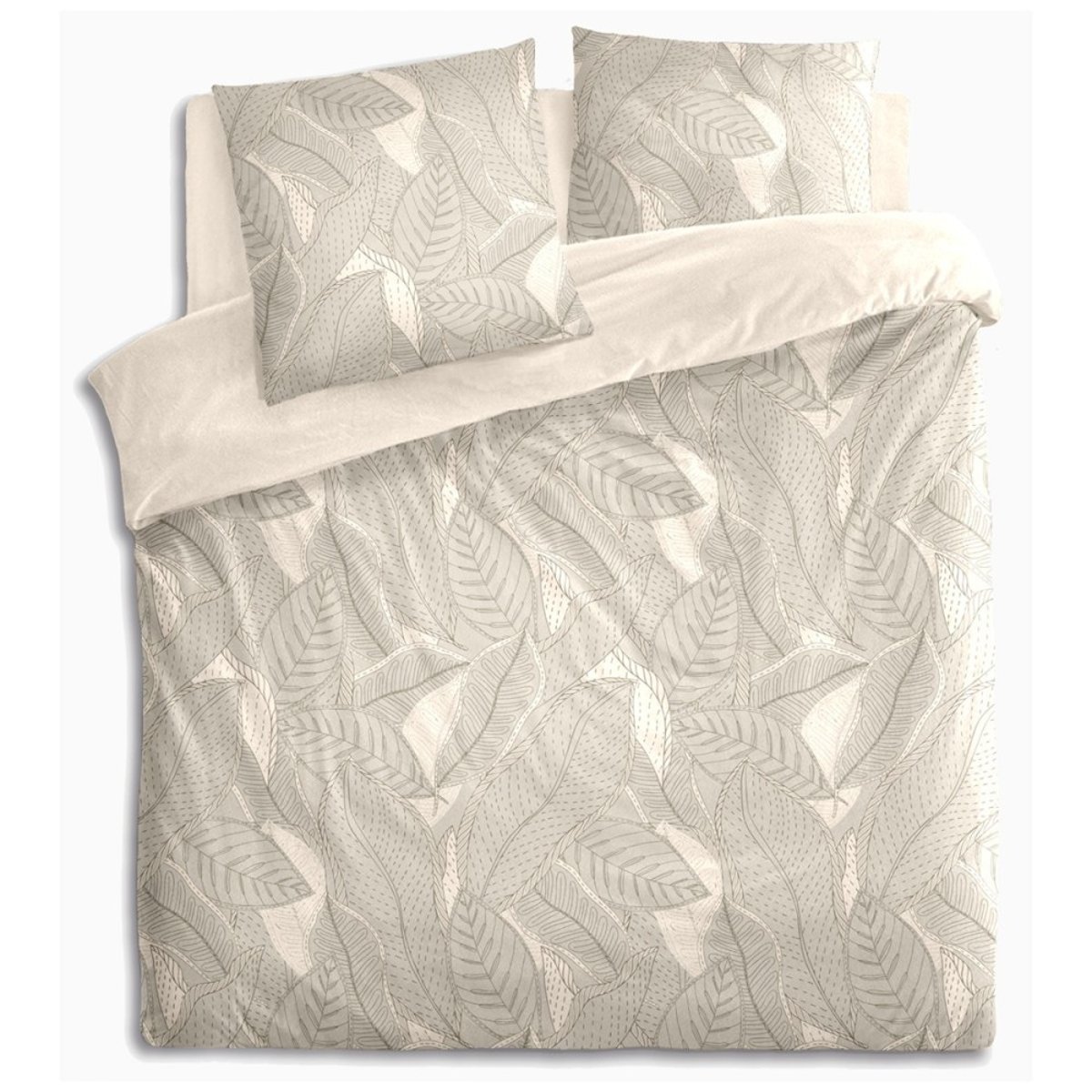 Housse de couette 240x220 WILLY + 2 taies Percale de coton beige, DECORATIE