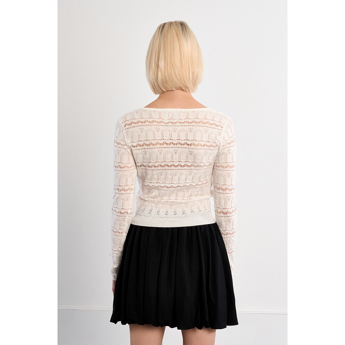 Maille en crochet col carré blanc, LILI SIDONIO
