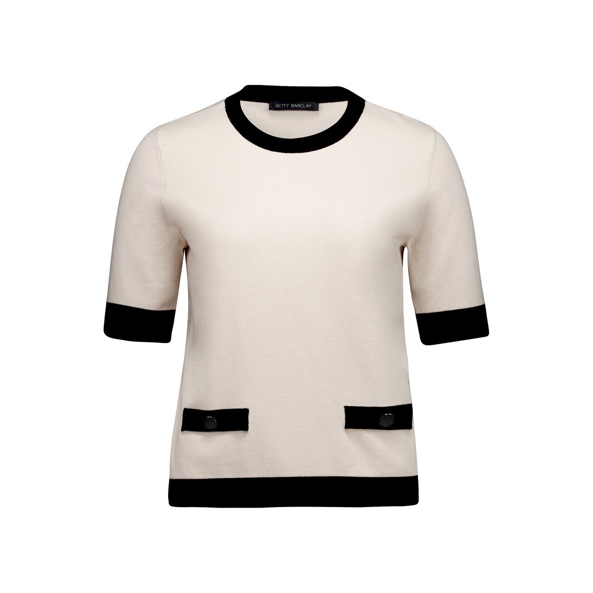 Pull-over en maille à poches patch beige/black, BETTY BARCLAY