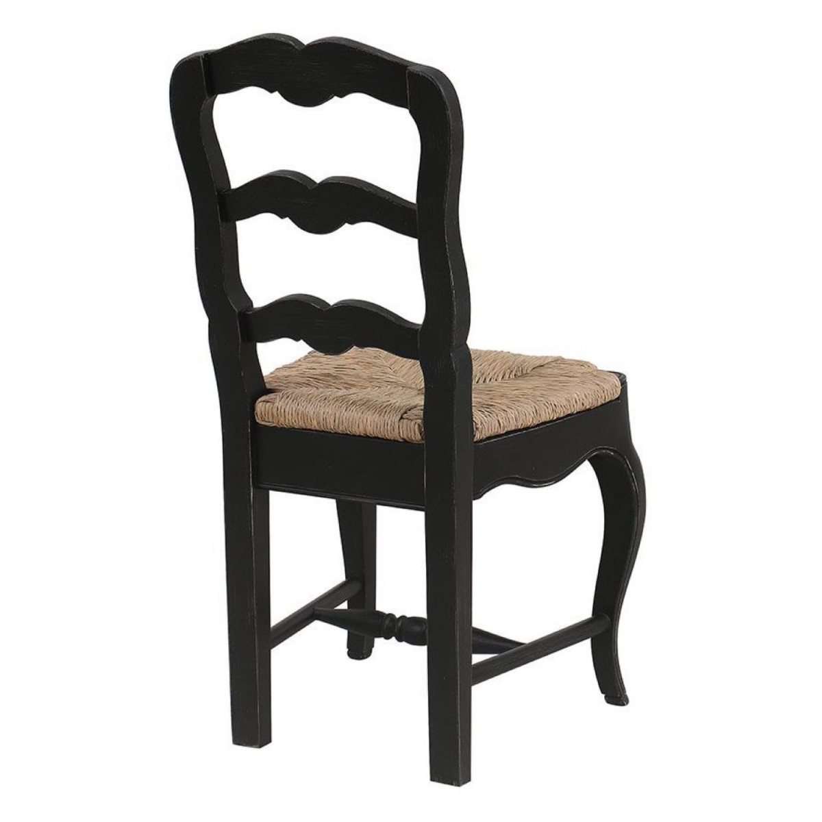 Lot de 2 chaises paillée pieds - ROMANCE noir, INTERIOR'S