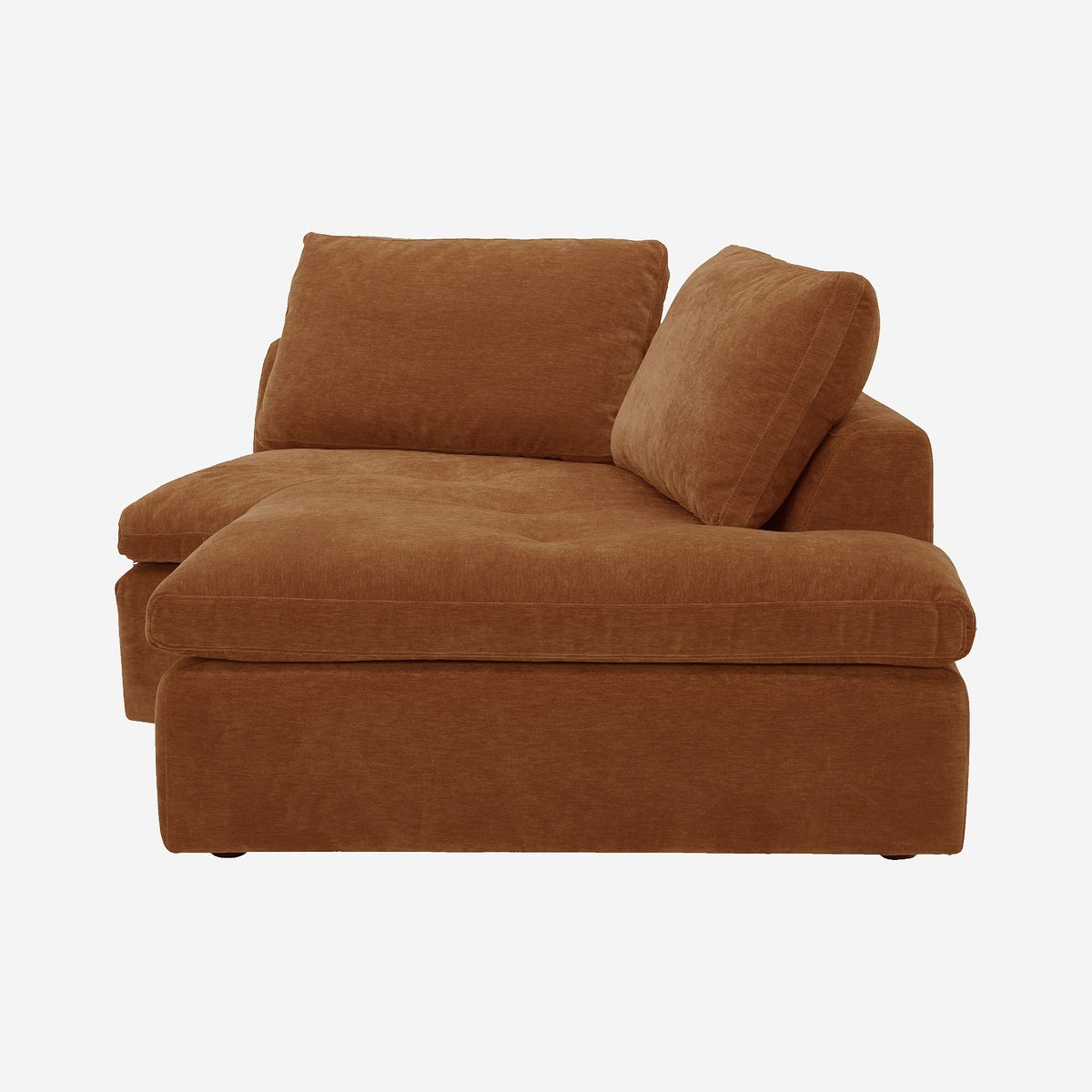 Méridienne d'angle droit incurvée en tissu AMERIA marron, HABITAT