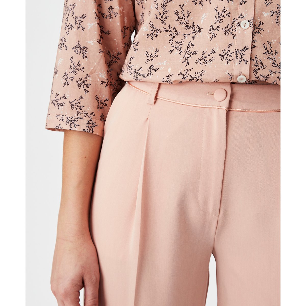 Pantalon ample biais satin rose poudre, DAMART
