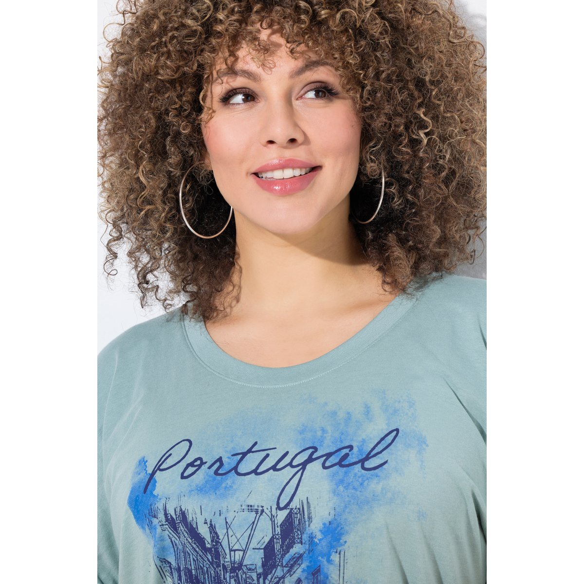 T-shirt oversize, motif Portugal vert mousse clair, ULLA POPKEN