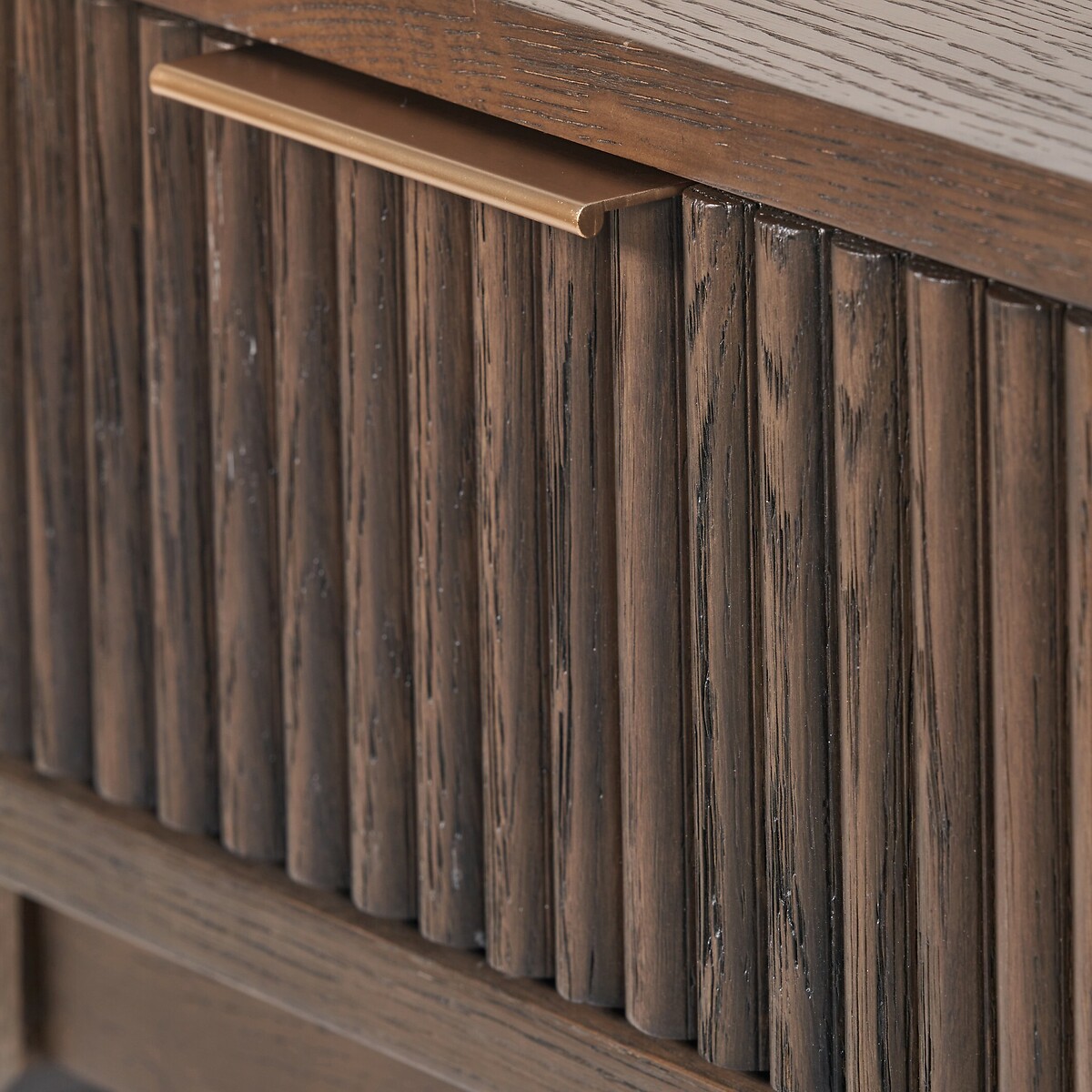 Renzo Fluted Oak Bedside Table smoked oak, ÉDITÉ