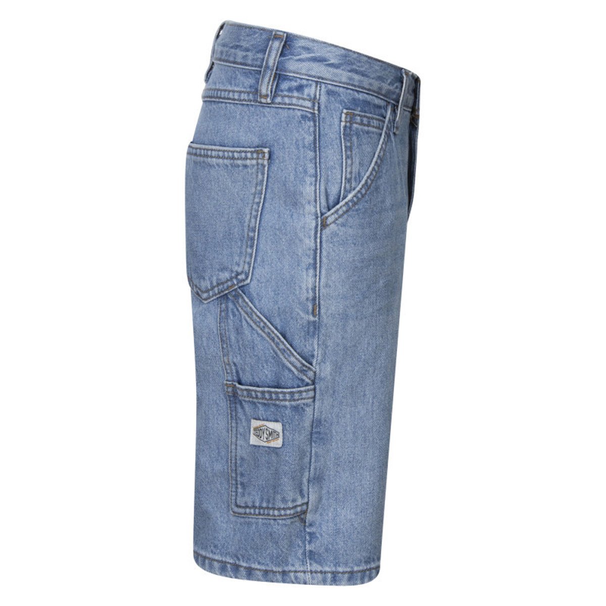 Short 5 poches en coton bleu uni à coupe droite et avec un patch d'authenticité bleu, TEDDY SMITH