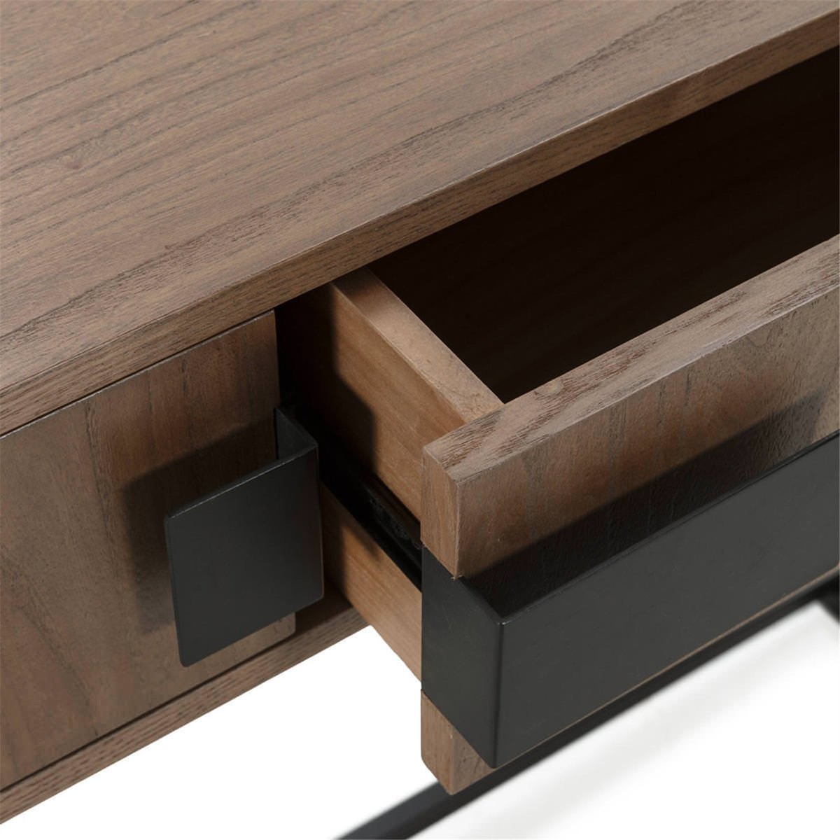 Console en bois d'orme et fer noyer et noir mat, RECOLLECTION