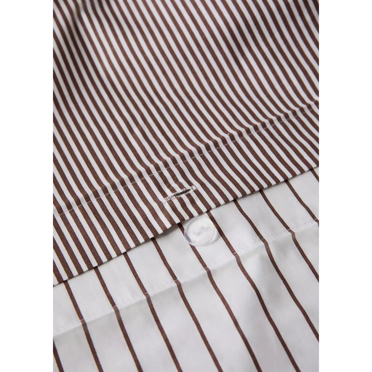 Housse de couette 100 % percale de coton à rayures Lit 180/200 cm café, MANGO HOME