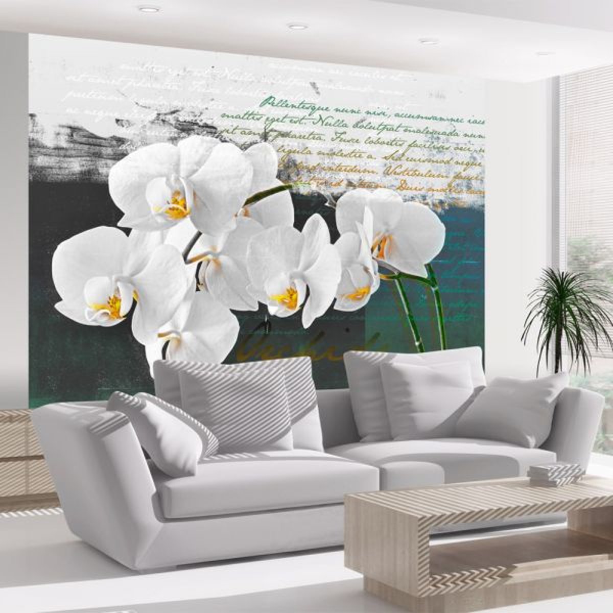 Papier peint intissé panoramique Fleurs Orchidées - inspiration du poète multicouleur, EDEN