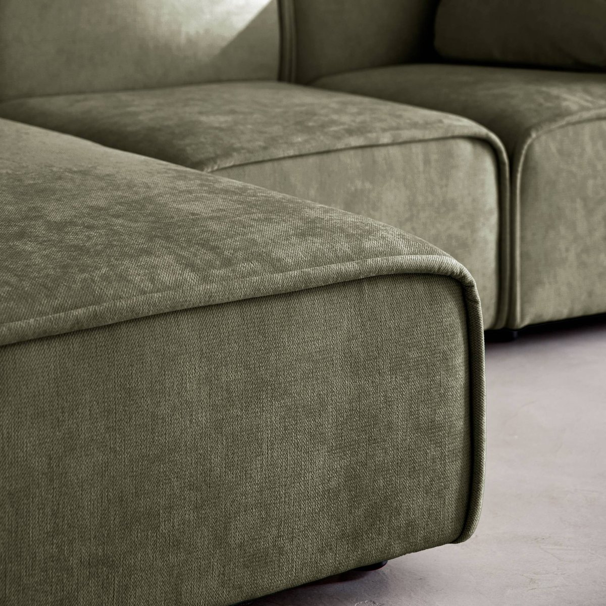 Canapé d'angle gauche 3 places tissu LESTER kaki, SWEEEK