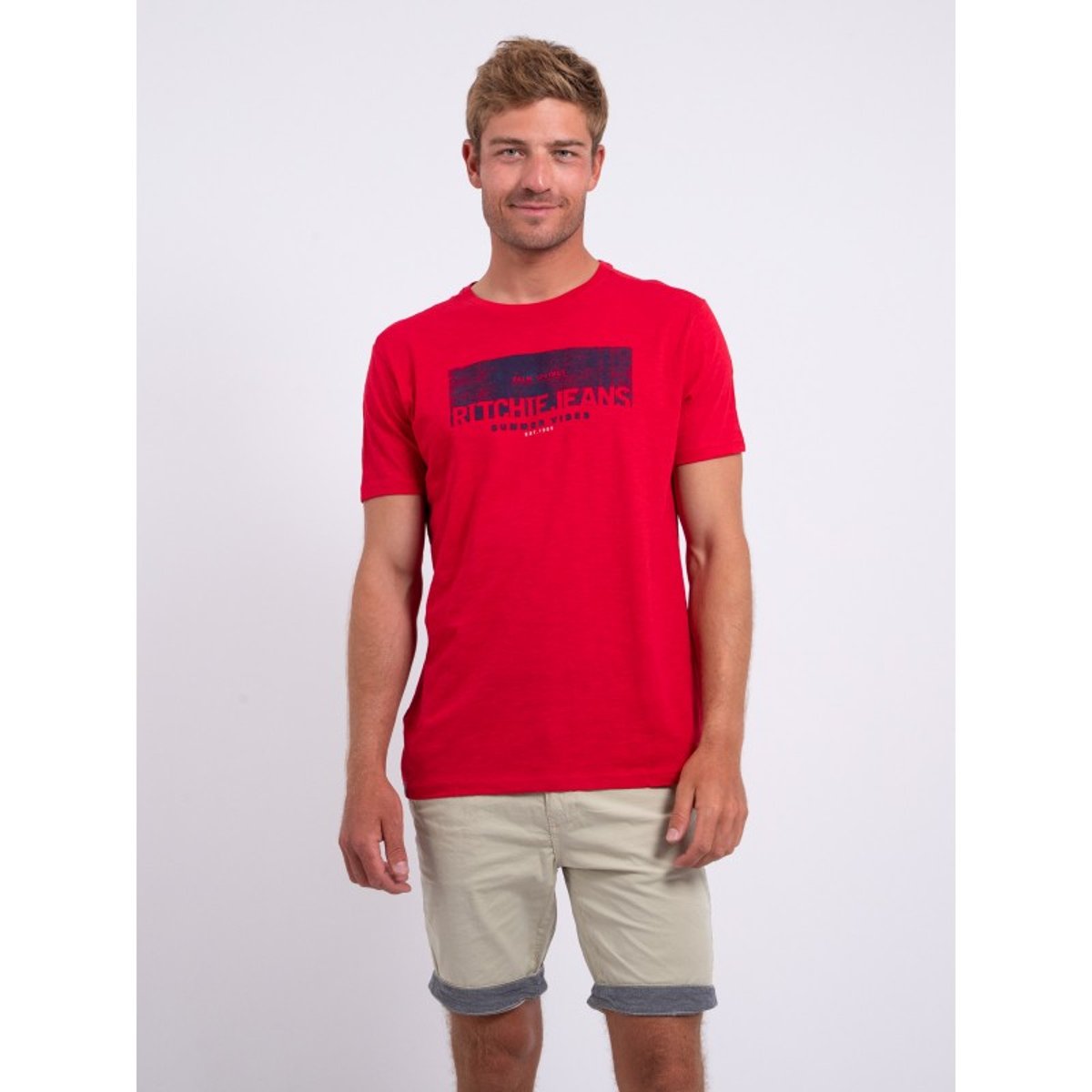 T-shirt Manches Courtes Col Rond Pur Coton Notelox rouge, RITCHIE
