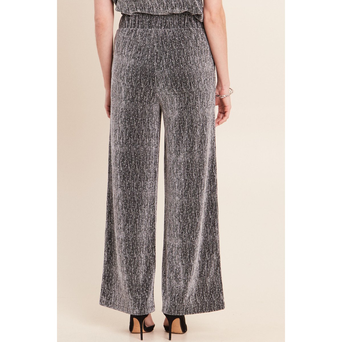 Pantalon large long taille haute gris argent, BREAL