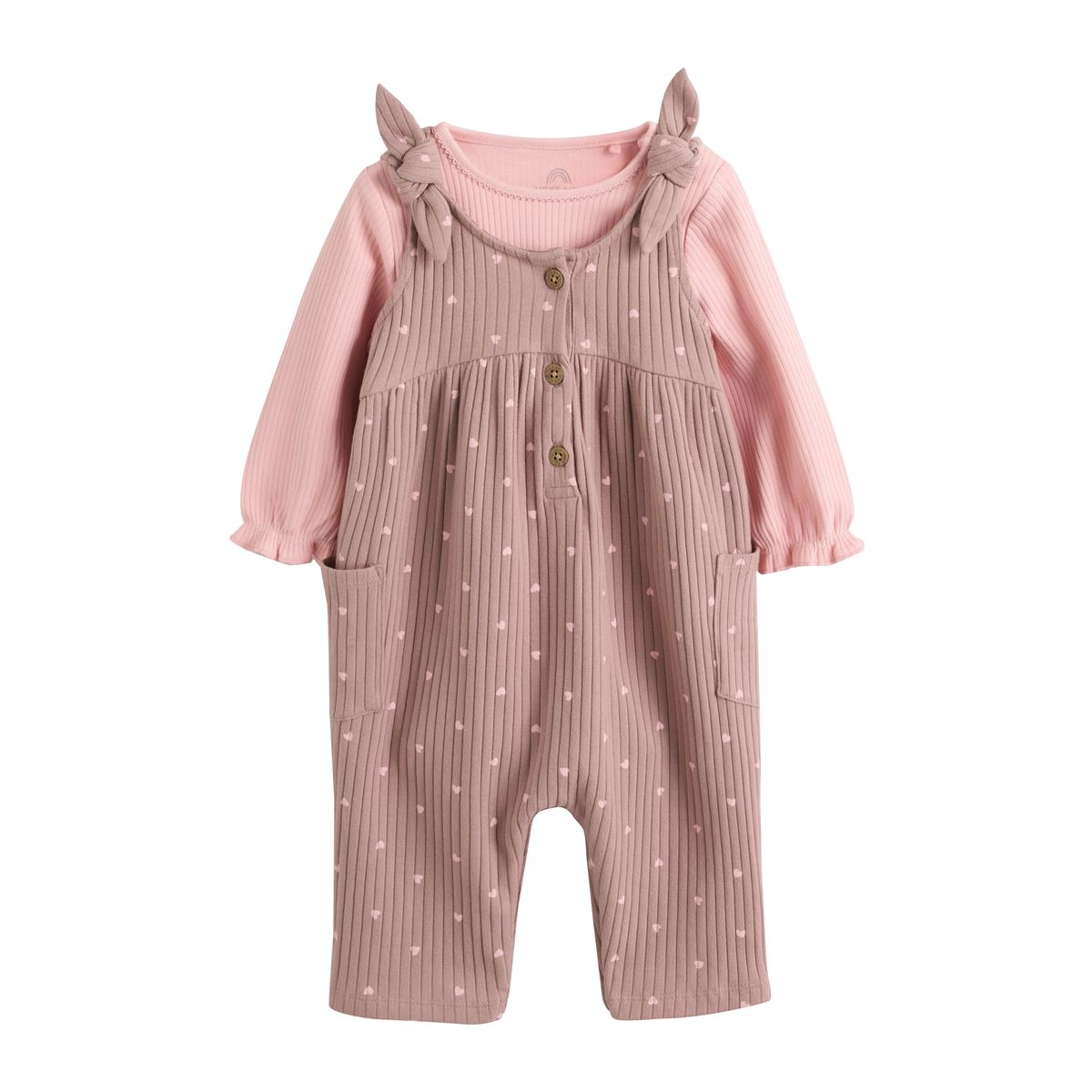 Salopette en jersey et body bébé, 2 pièces tache brun chocolat, NEXT