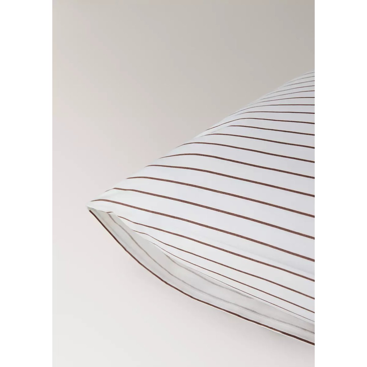 Taie d'oreiller 100 % percale de coton à rayures 60 x 60 cm café, MANGO HOME