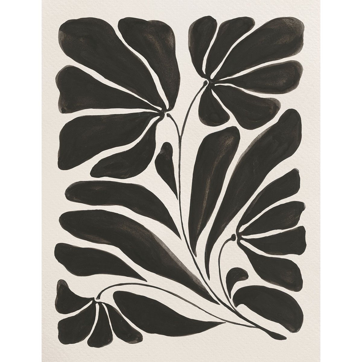 Papier peint graphique black flower intissé, HEXOA
