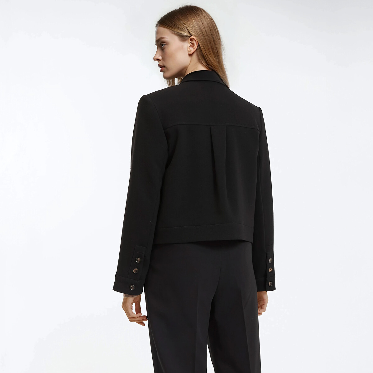 Cropped Oversize Buttoned Jacket black, LA REDOUTE COLLECTIONS