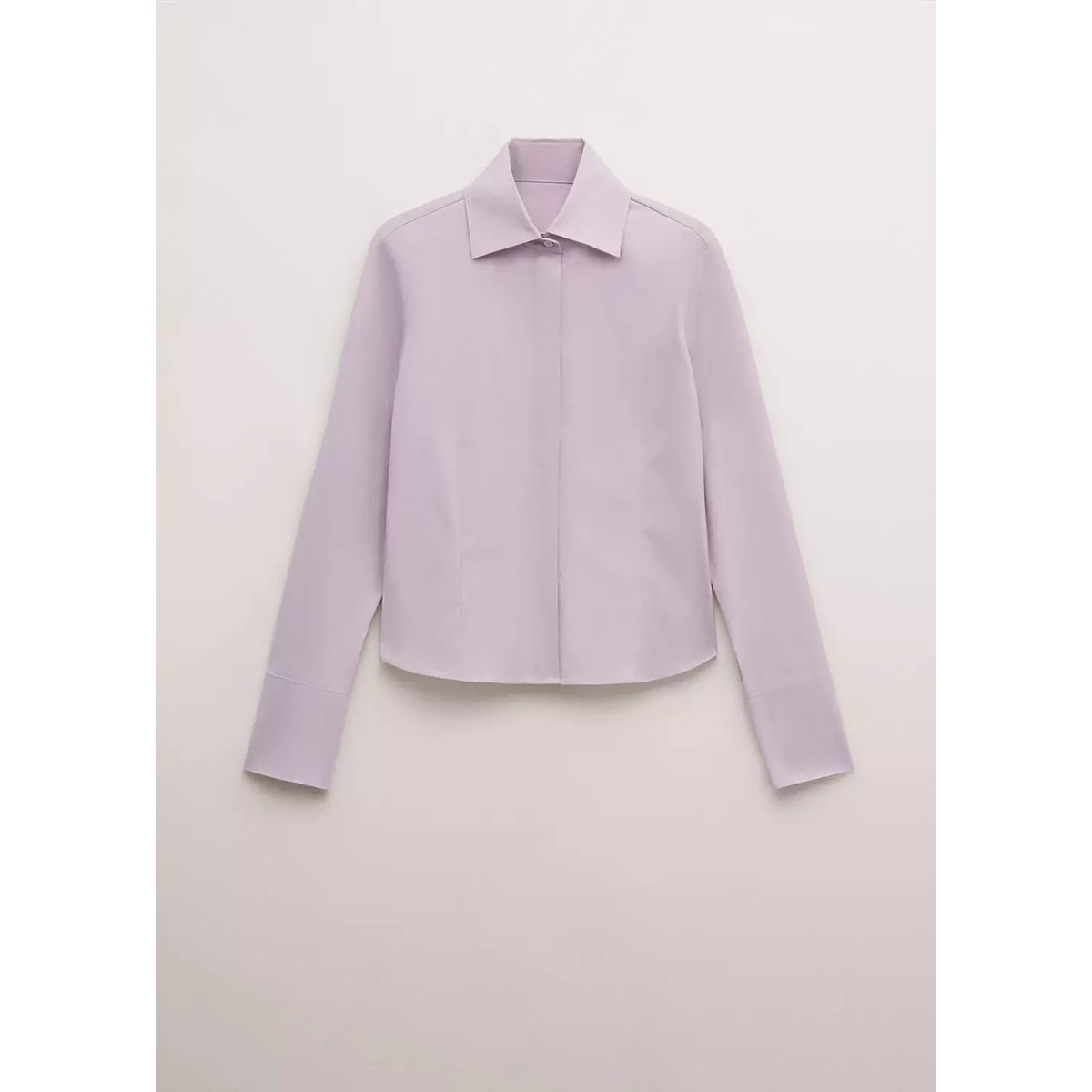 Chemise coton cintrée lilas, MANGO