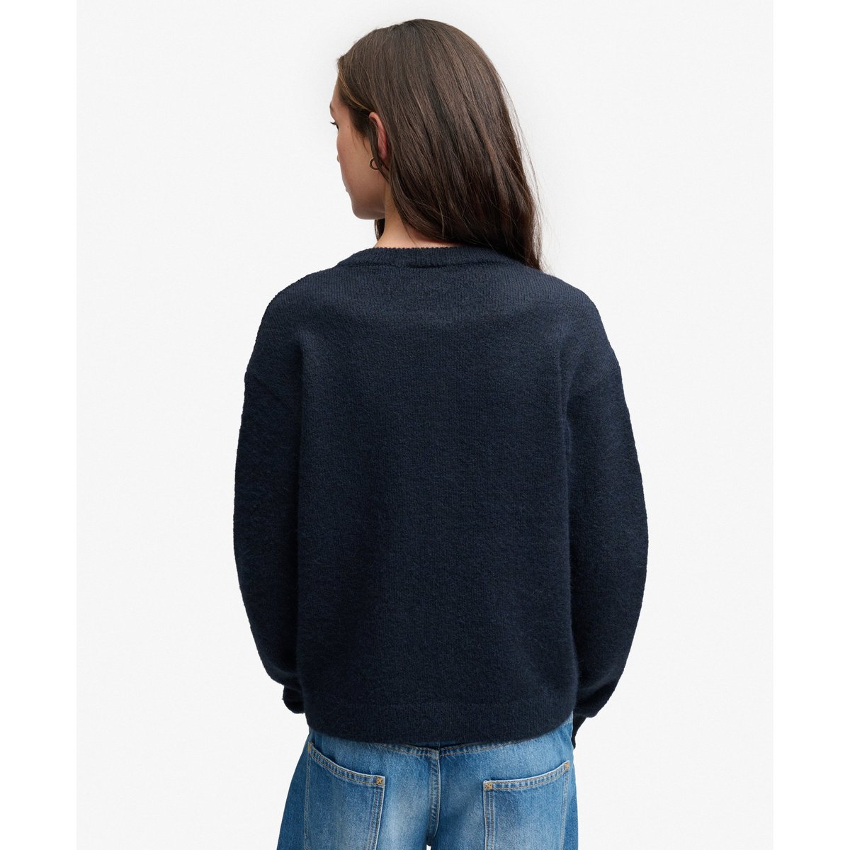Cardigan en Maille Brossée Coupe Décontractée bleu marine éclipse, SUPERDRY