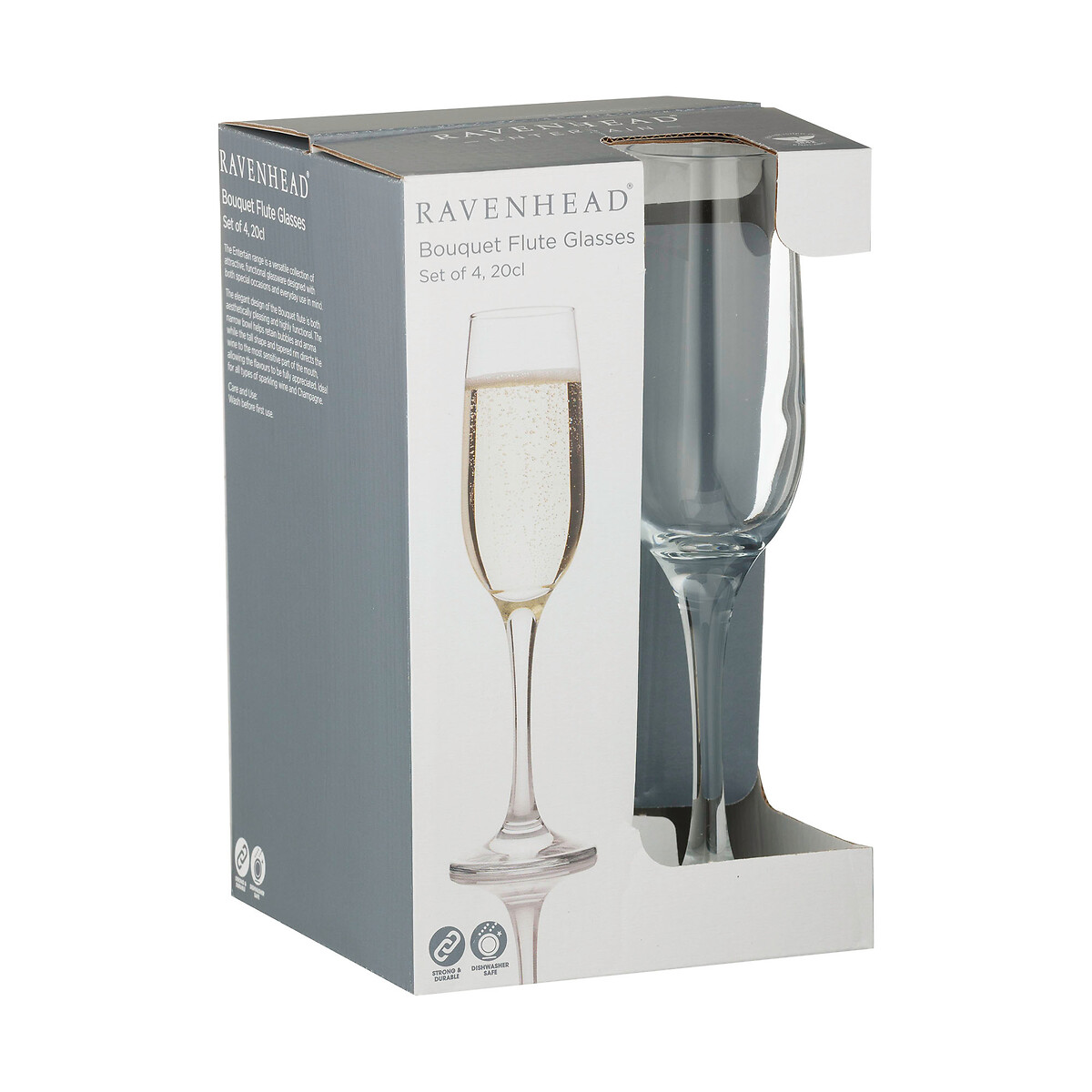 Set of 4 Bouquet 20CL Champagne Flutes transparent, RAVENHEAD