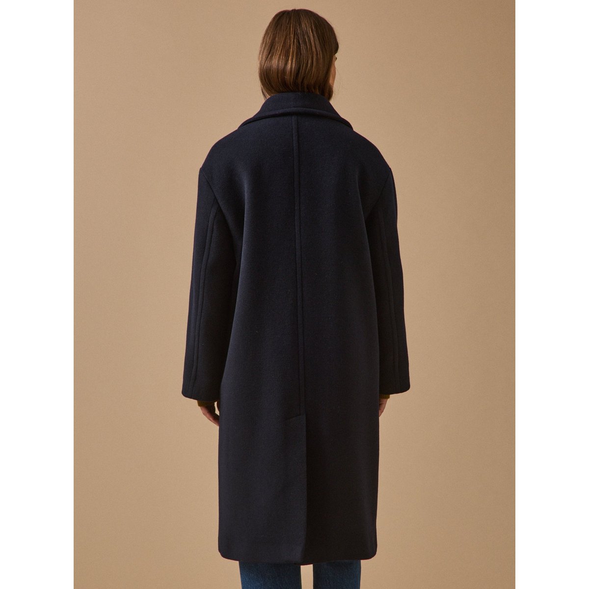 Manteau long lainage uni marine, CYRILLUS