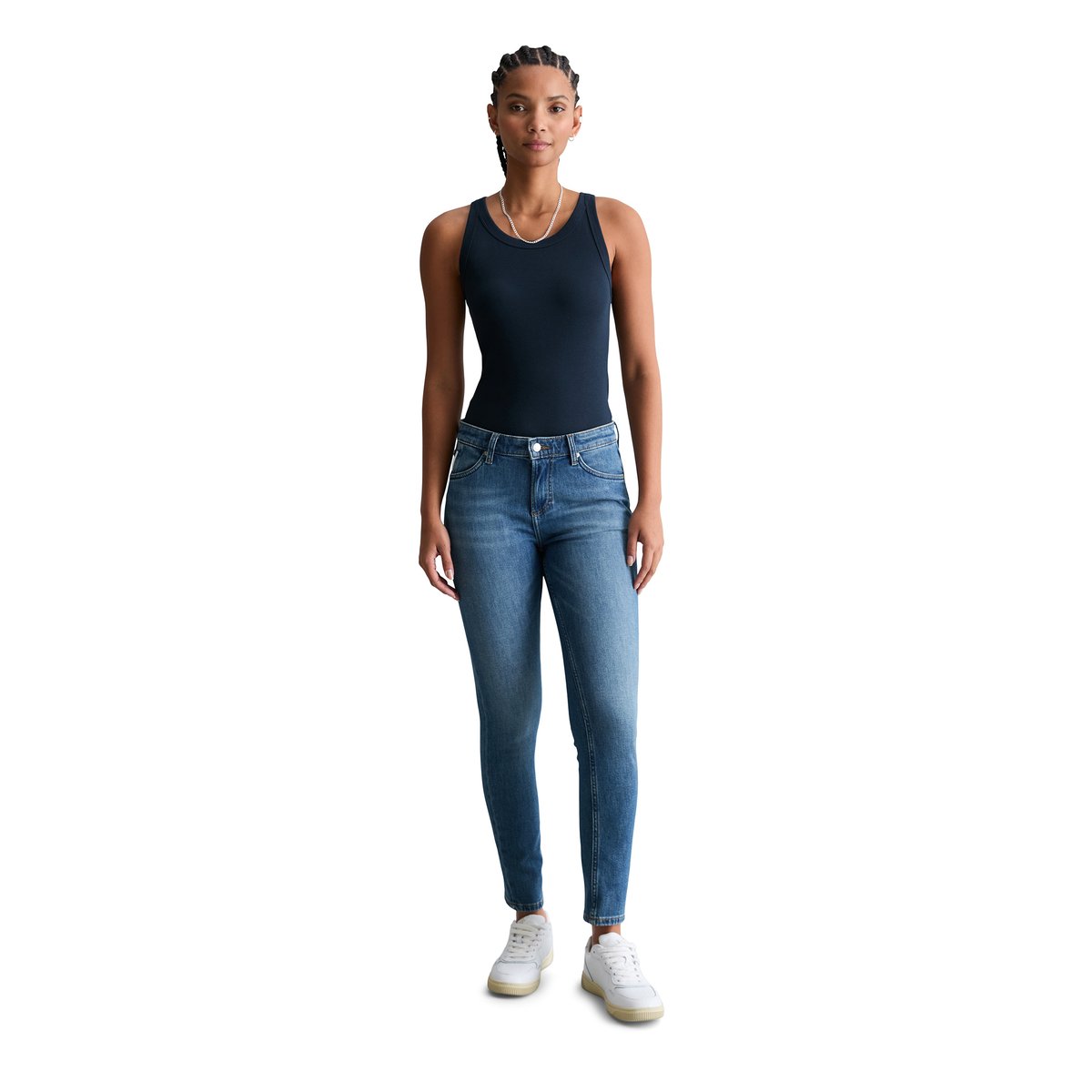 Jeans modèle Kaj skinny cropped en coton bio mélangé bleu moyen, MARC O’POLO DENIM