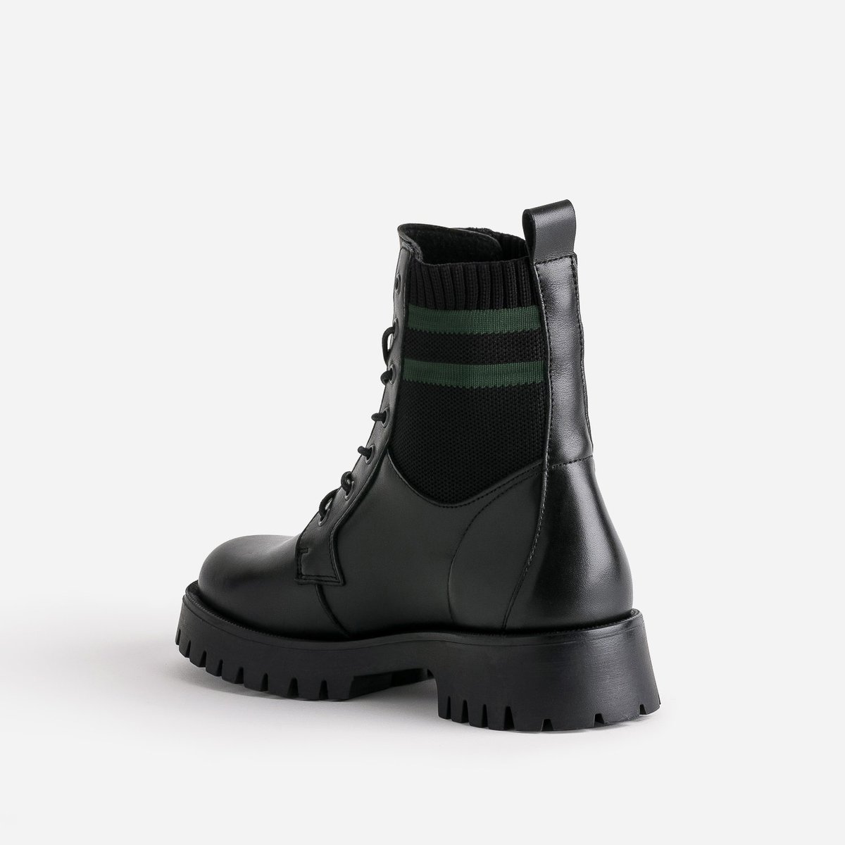 Boots en cuir ATHENAIS noir/kaki, TEXTO