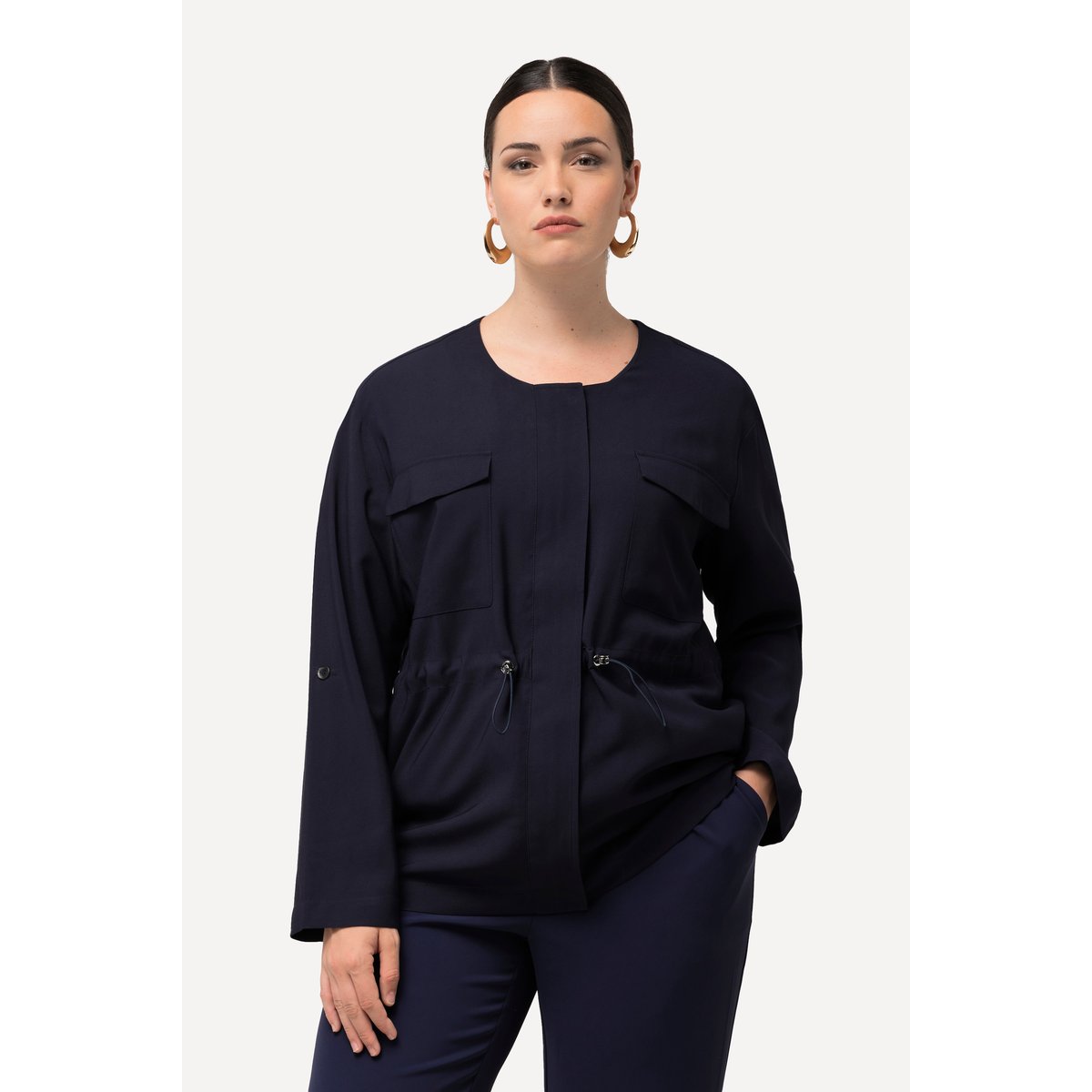 Veste à col rond. Manches 3/4 et cordon de marine, ULLA POPKEN
