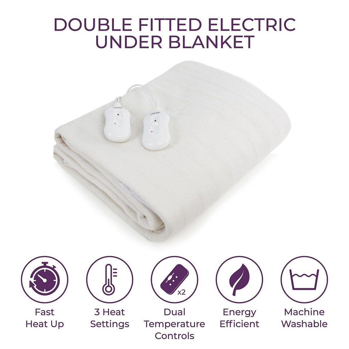Double Fitted Electric Blanket white, CARMEN