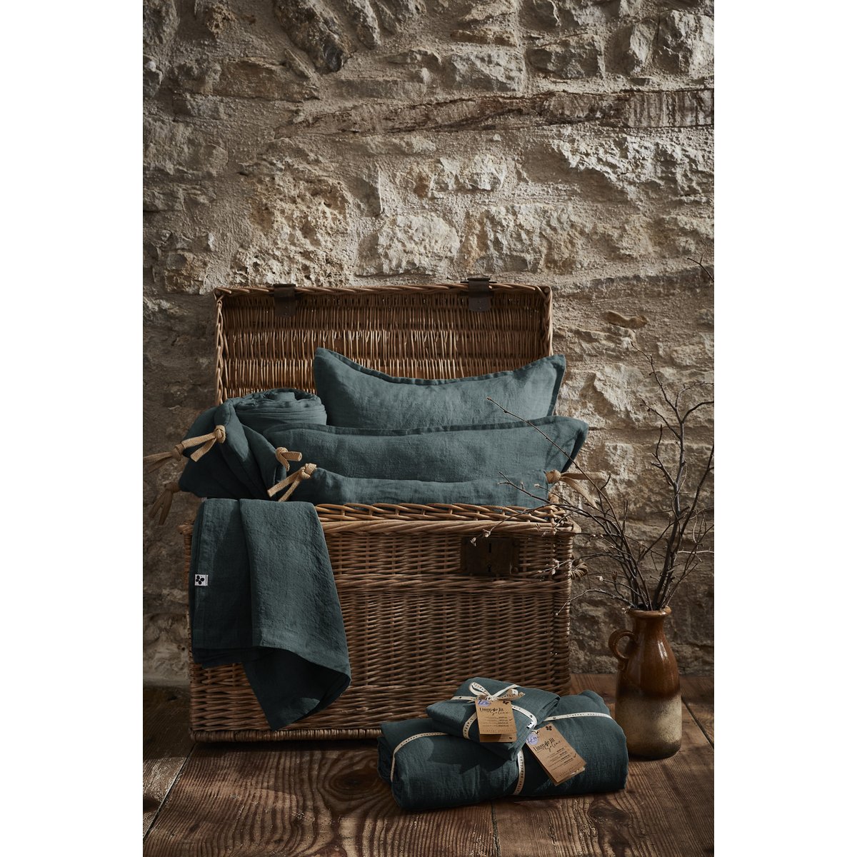 3 Serviettes de table en lin Soline caramel, EDEN
