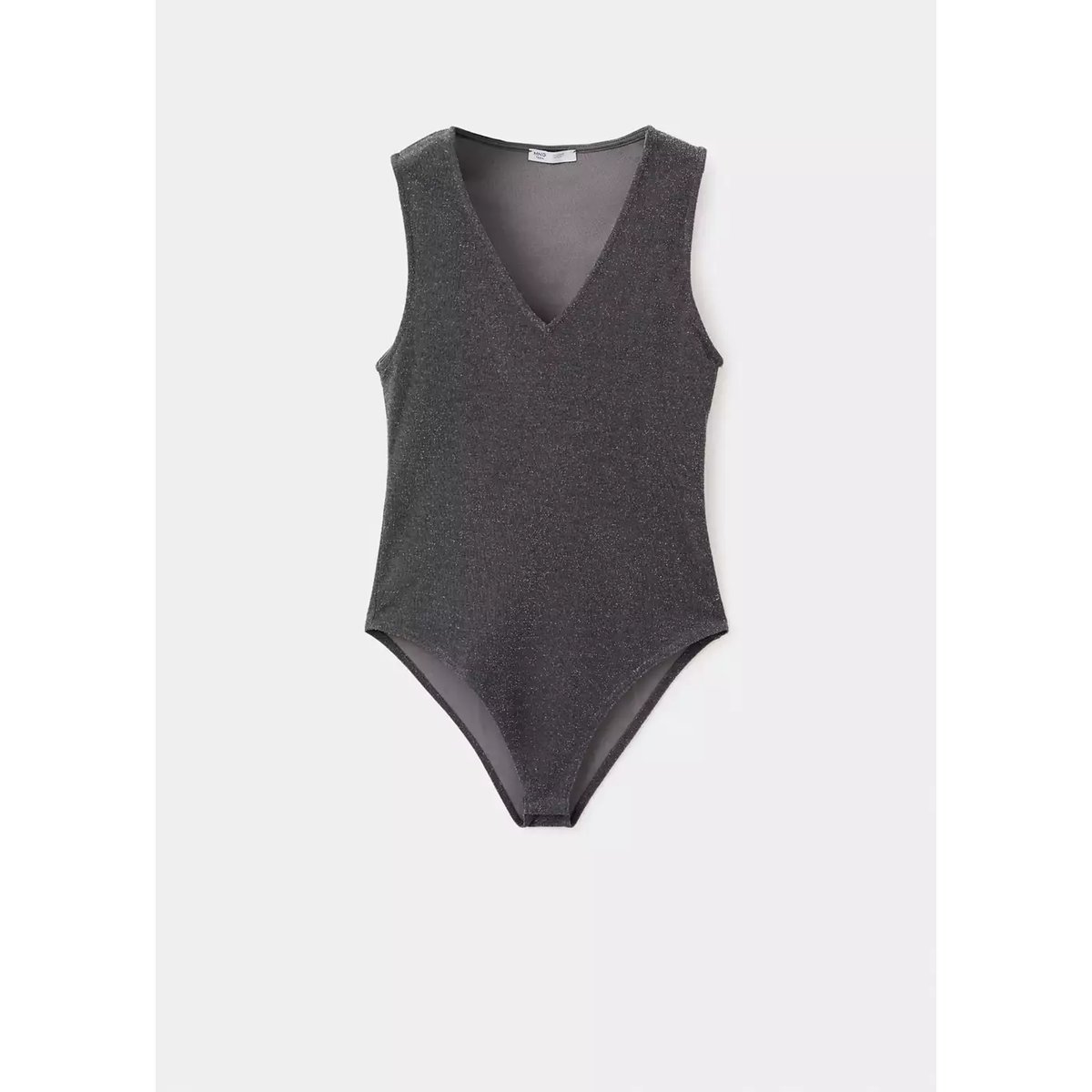 Body brillant col en V gris anthracite, MANGO TEEN