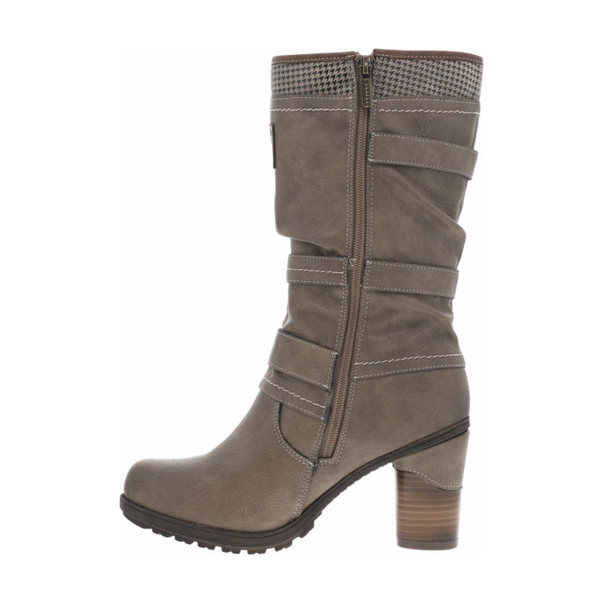 Bottes taupe à talon décroché haut avec des boucles à ardillons taupe, MUSTANG