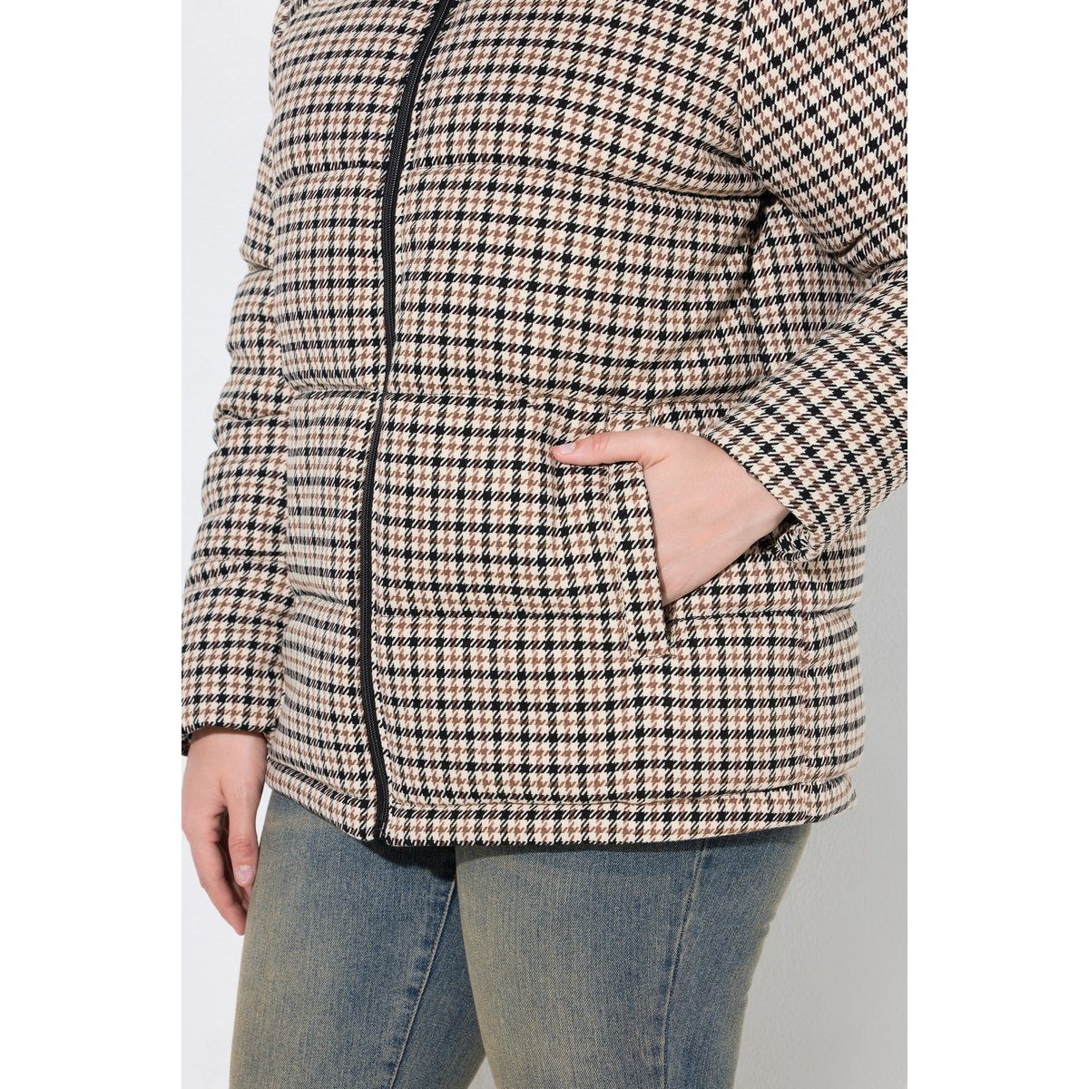 Veste matelassée, motif pied-de-poule blanc cassé, ULLA POPKEN