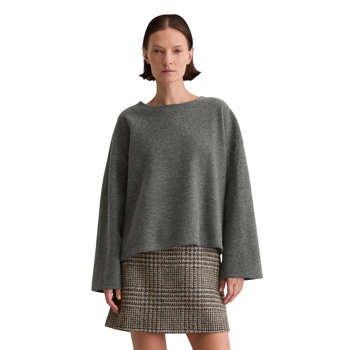 Pull en vrac en laine bouillie gris foncé, MARC O'POLO