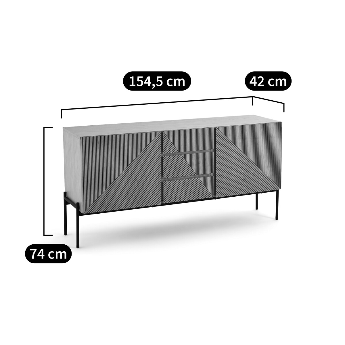 Buffet vintage, 2 portes, 3 tiroirs, Lodge chêne, LA REDOUTE INTERIEURS