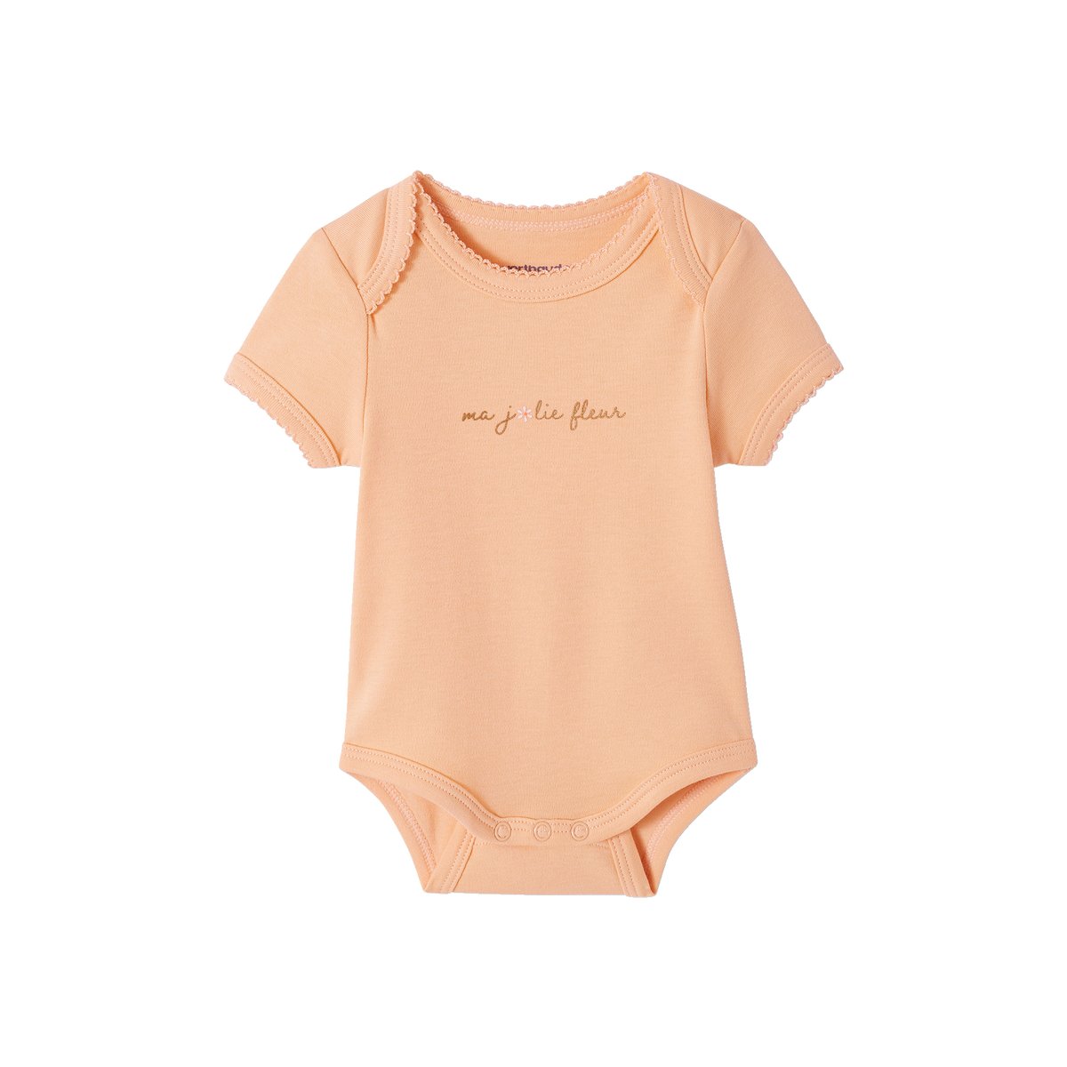 Lot de 3 bodies évolutifs en coton biologique abricot poudré, VERTBAUDET