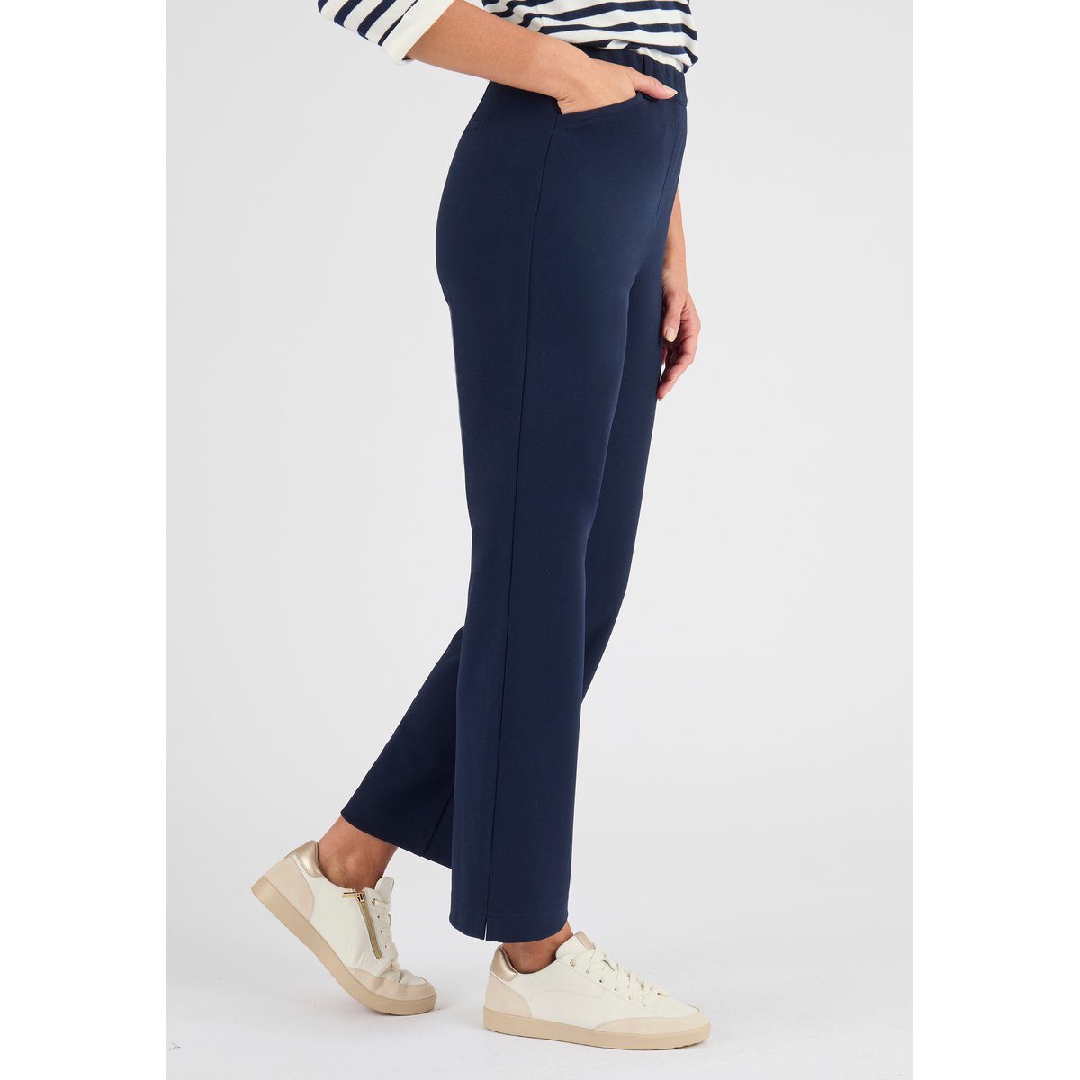 Pantalon 7/8ème maille crêpe bleu marine, DAMART