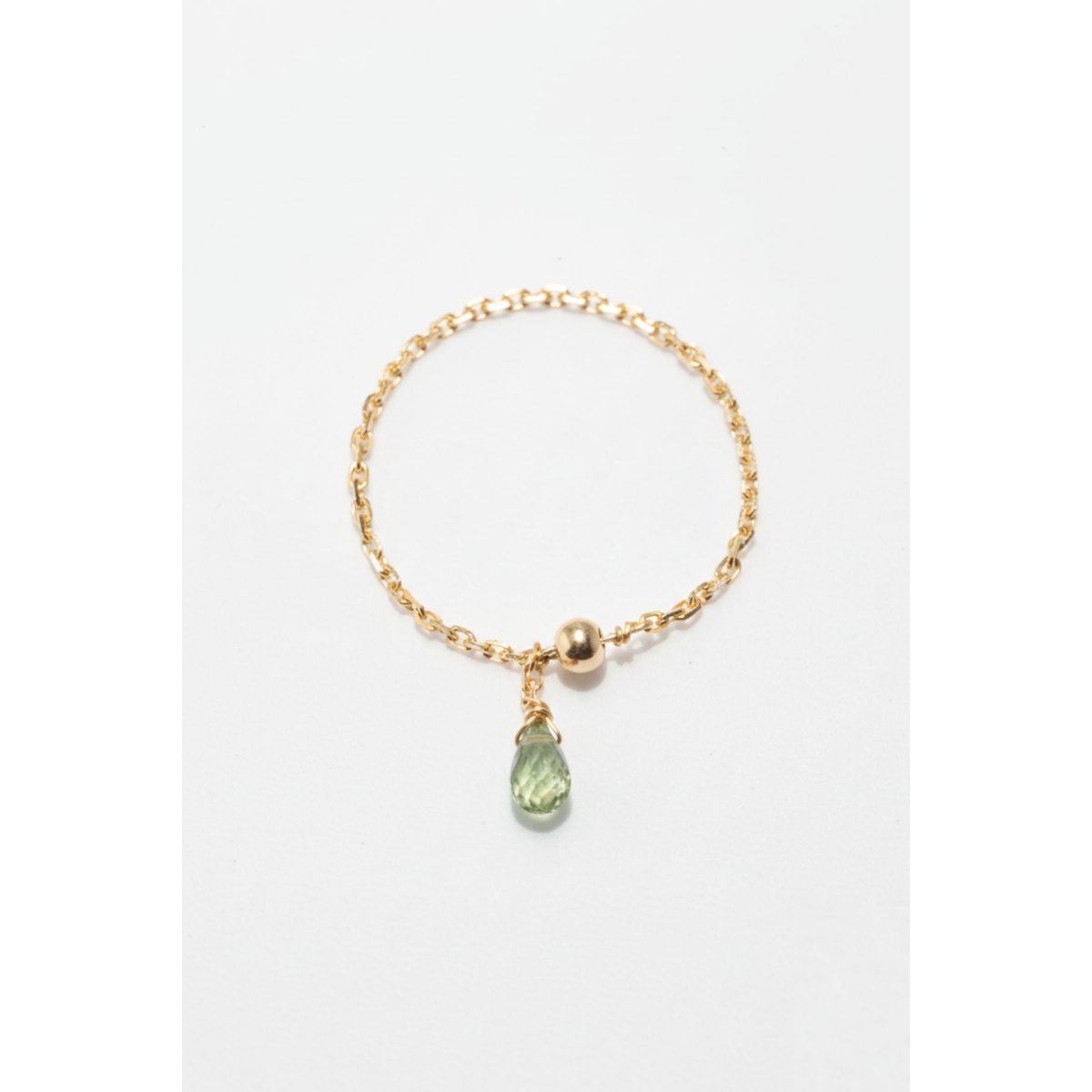 Bague chaînette pampille Mia - Or 750‰ Saphir vert clair saphir vert clair, YAY PARIS