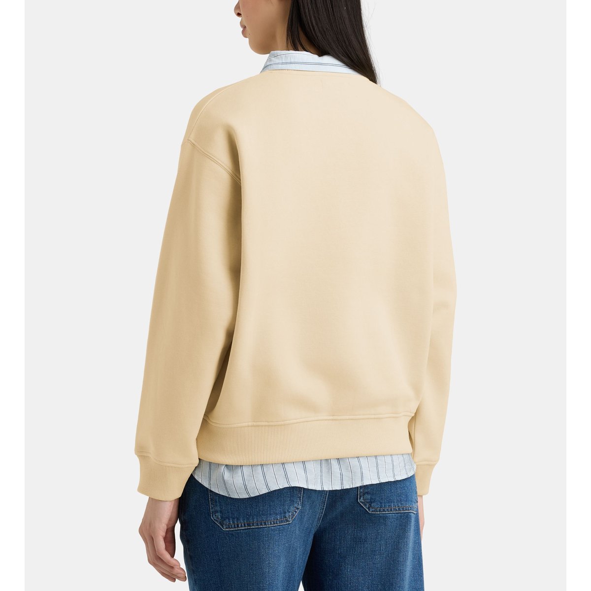 Sweat easy en coton bio mélangé crème, GALERIES LAFAYETTE