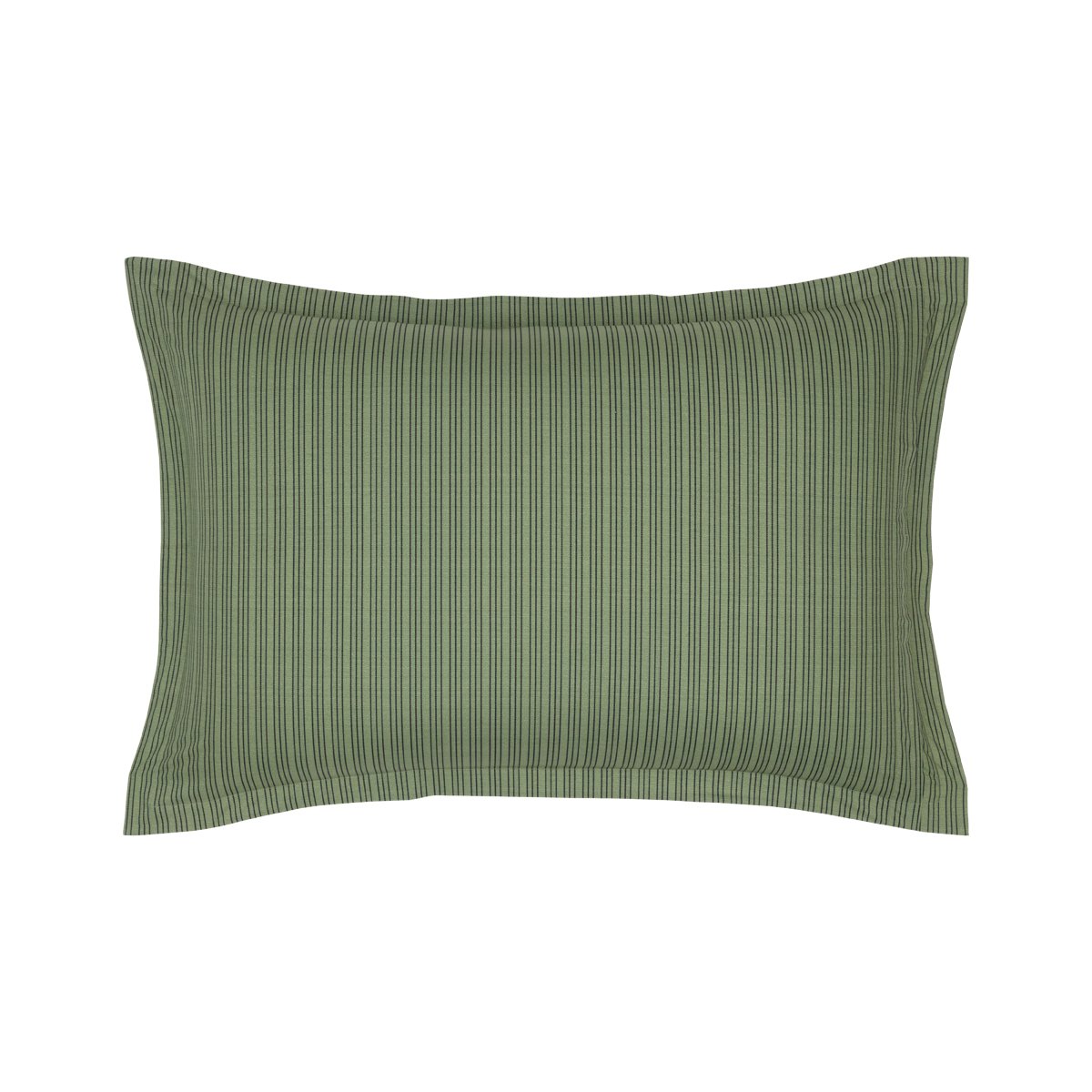 Taie d'oreiller en percale de coton vert, MASCARON a motif, DESFORGES