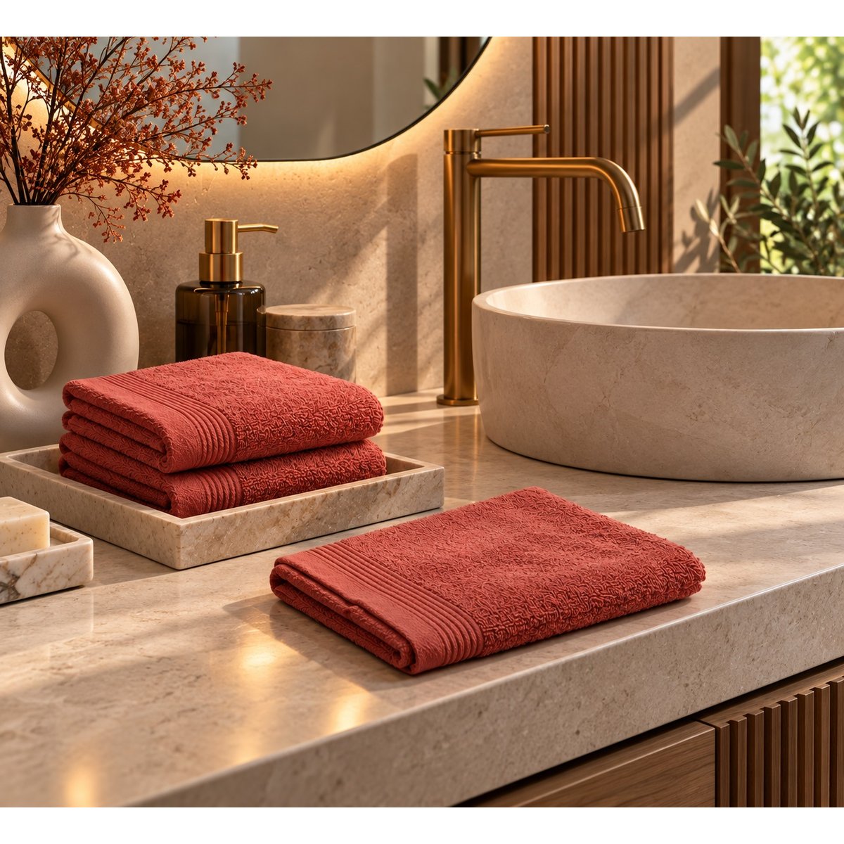 Serviette de toilette invite Lylia terracotta, EDEN