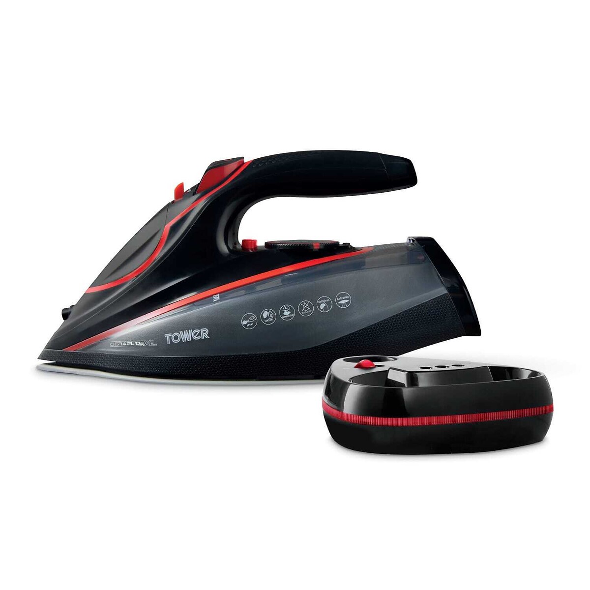 3100W Cord/Cordless Steam Iron - T22035 red, TOWER
