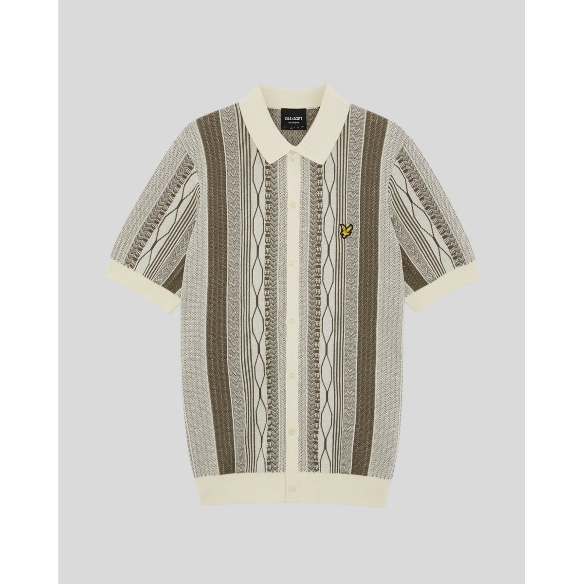 Polo jacquard en maille beige glace/ kaki cendré, LYLE & SCOTT