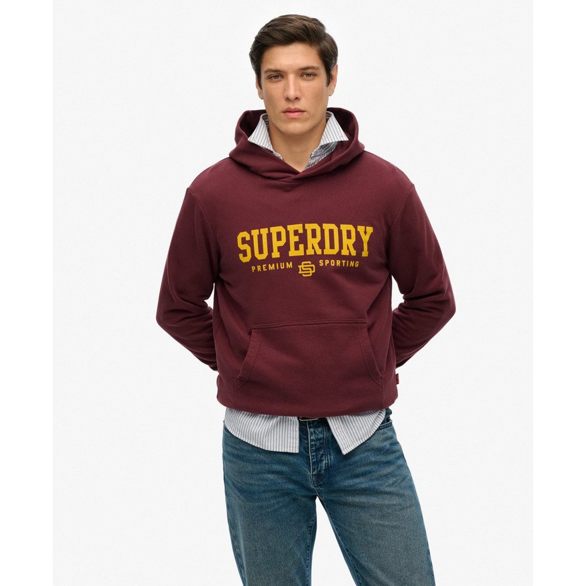 Sweat à capuche Core Sport rouge porto, SUPERDRY