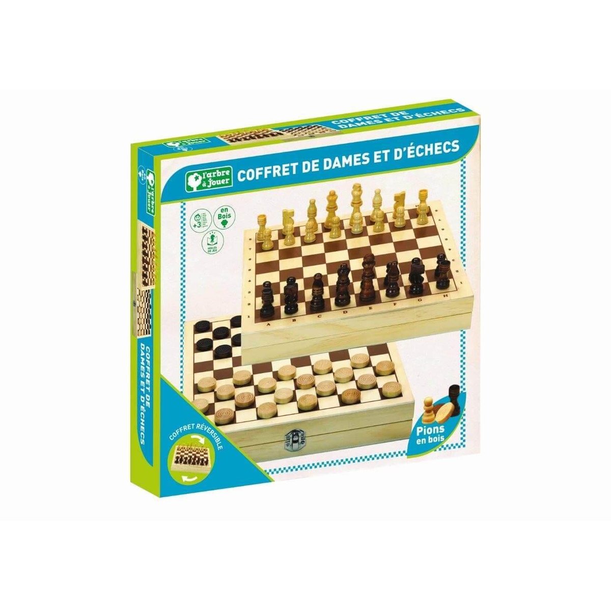 Coffret dames et echecs couleur unique, JEUJURA