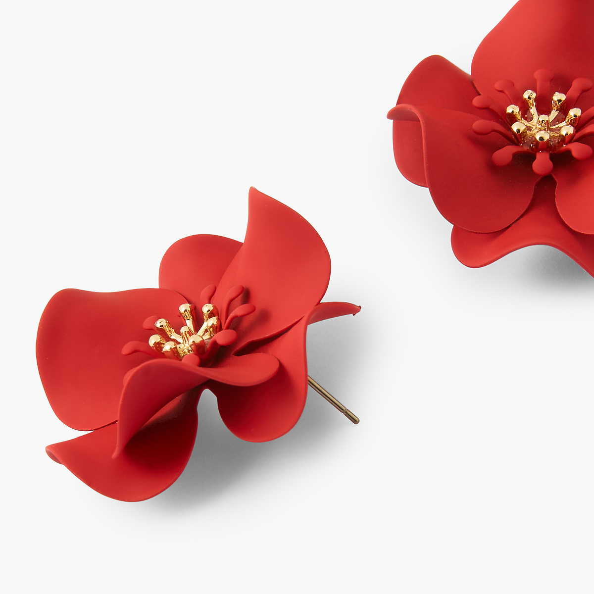 Boucles d'oreilles grosses fleurs rouges rouge, BALABOOSTE