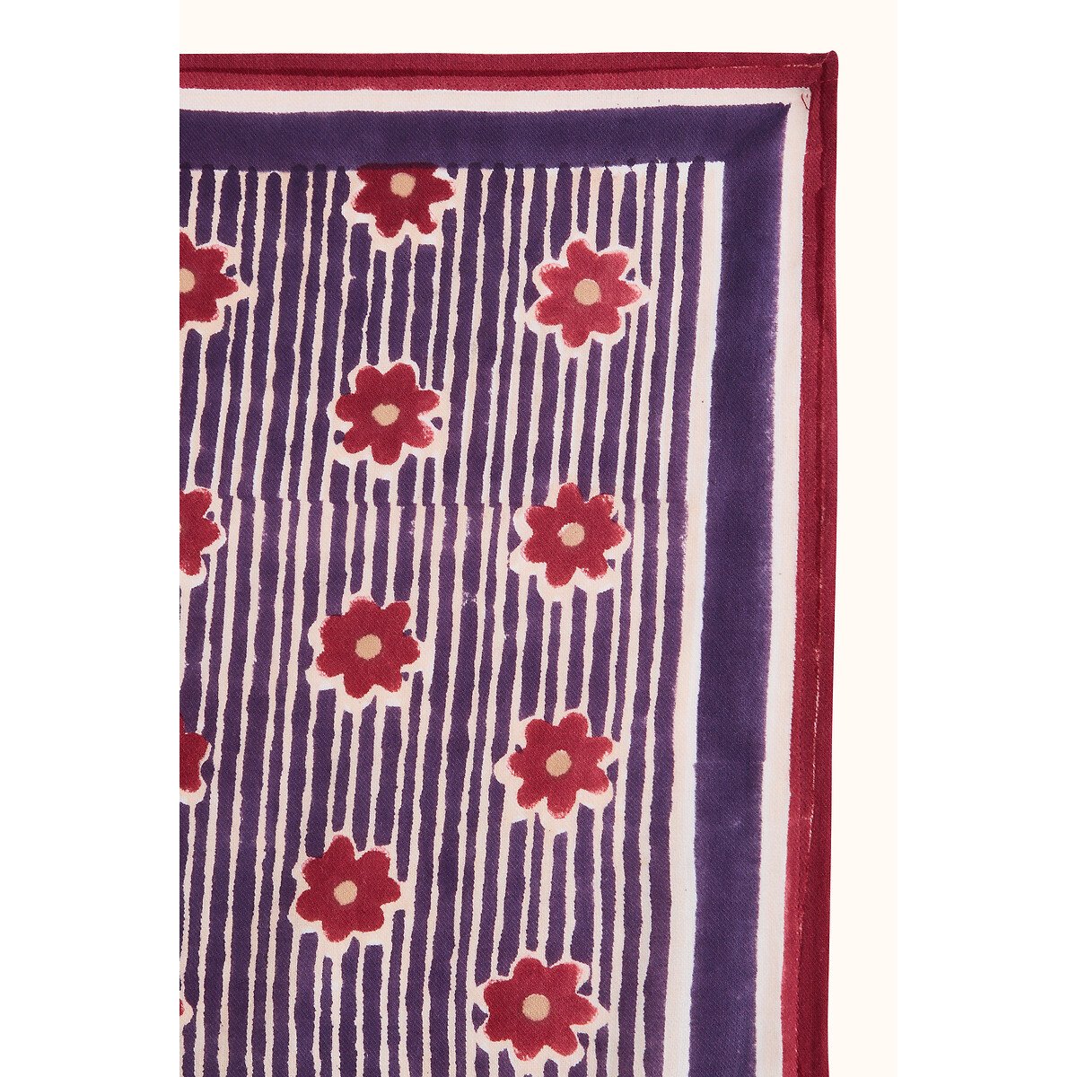 Grand foulard, imprimé floral et rayures, LATIKA groseille, APACHES COLLECTIONS