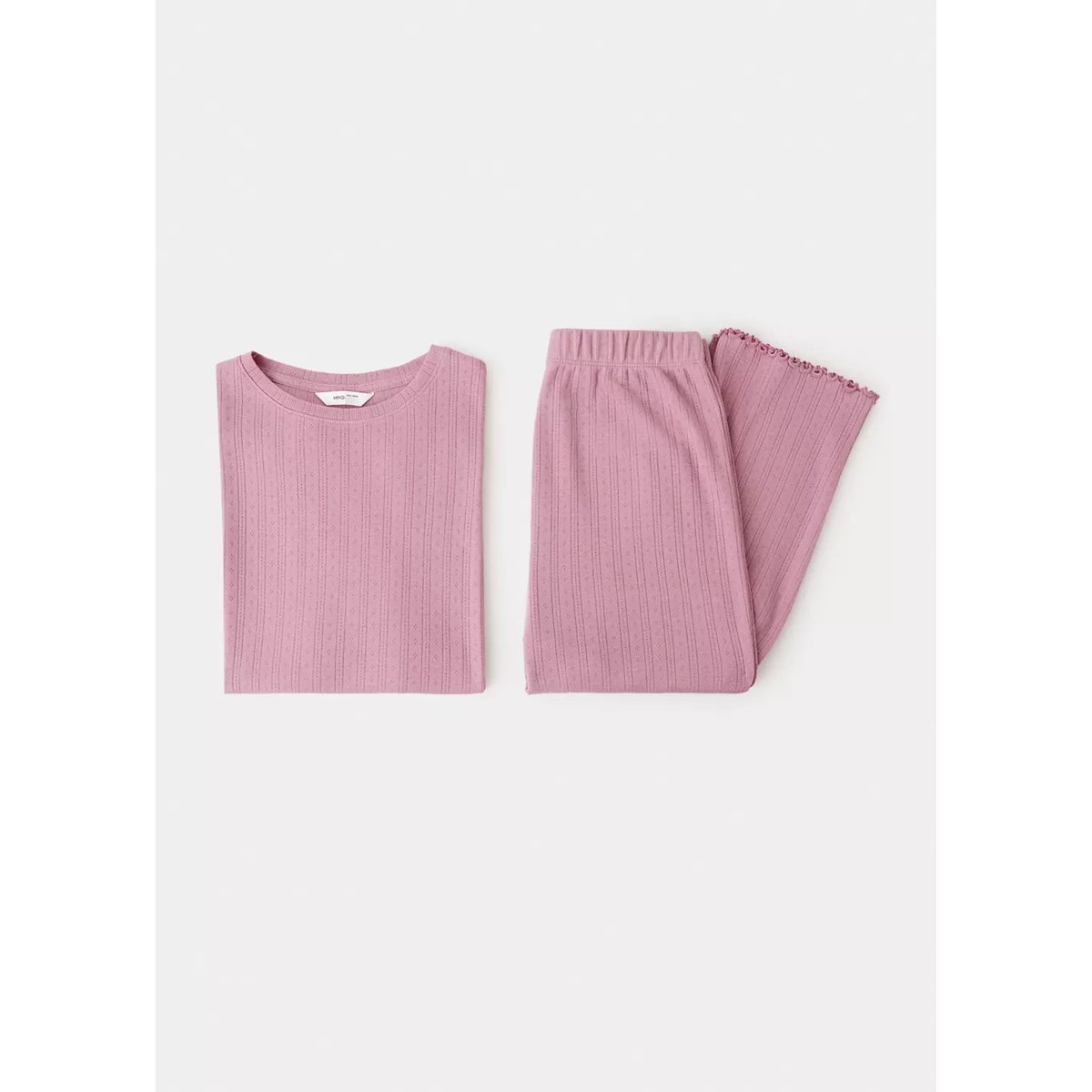 Pyjama long maille côtelée rose, MANGO KIDS