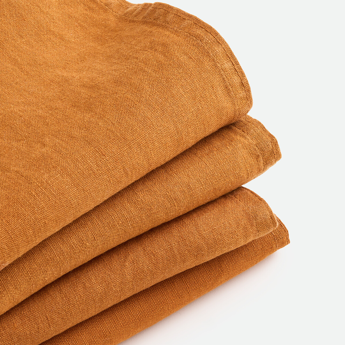 Lot de 4 serviettes de table lin lavé Victorine caramel, LA REDOUTE INTERIEURS