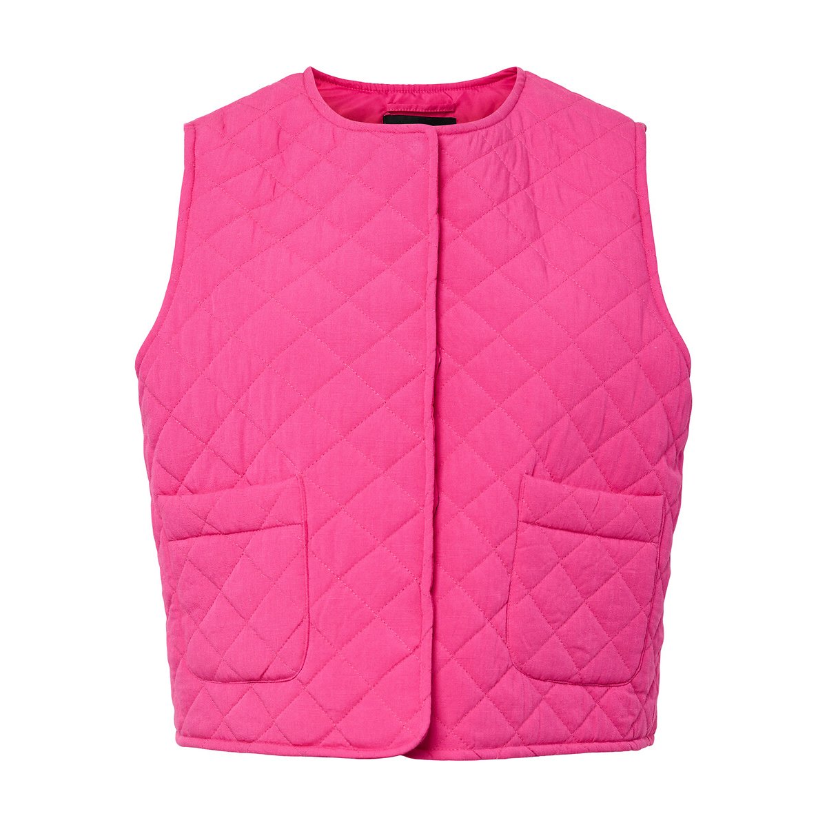 Veste sans manches matelassée rose fuchsia, PIECES
